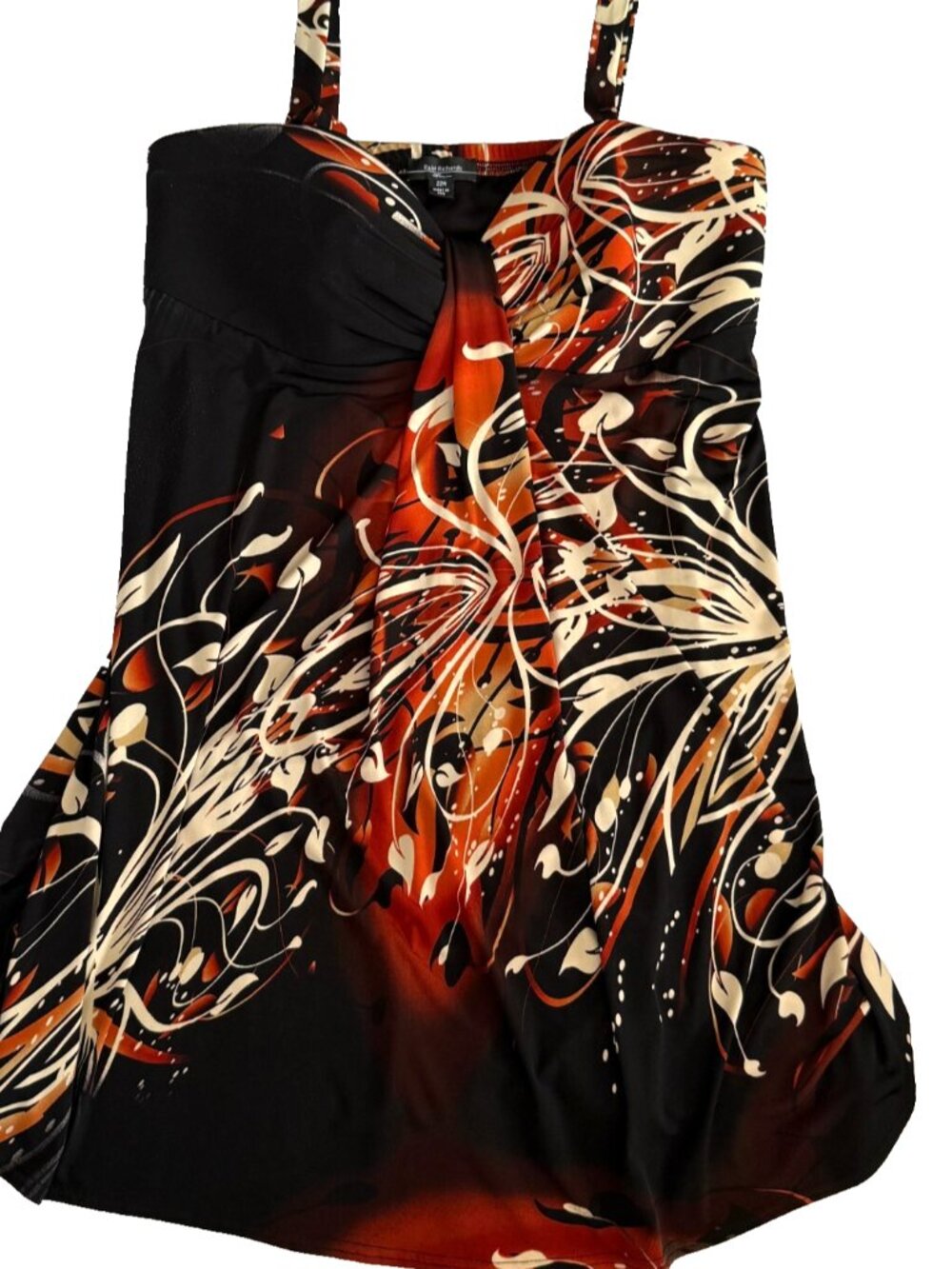 R&M RICHARDS SLEEVELESS DRESS WOMENS 22W PLUS BLACK FLORAL TANK MADE USA 42x43